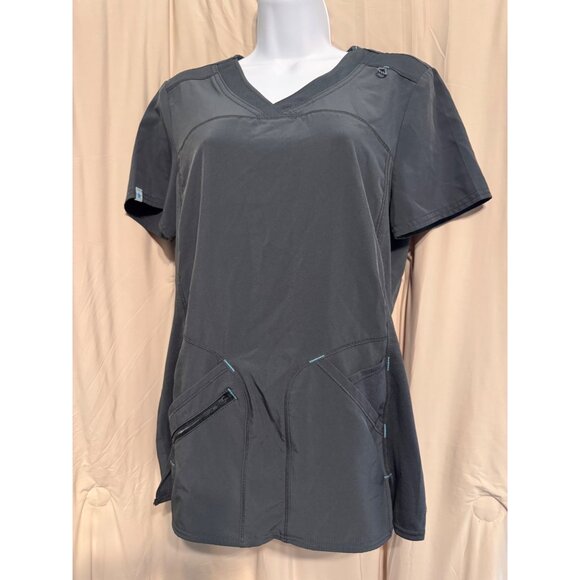 Scrubstar Dark Gray Scrub Top Performance EUC Small - Picture 1 of 4